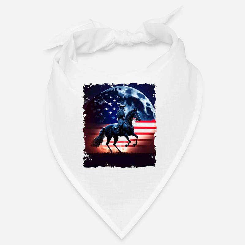Cheval américain sous la Lune avec drapeau américain Bandana