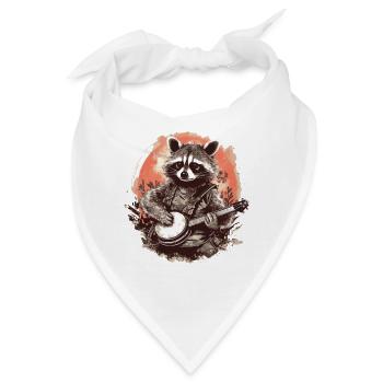 Playful Banjo Raccoon Unique Bluegrass Music - Bandana - Weiß - Vorne