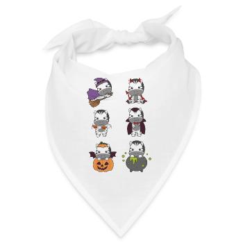 Zebra Halloween Teufel Kürbis Vampier Kostüm - Bandana - Weiß - Vorne