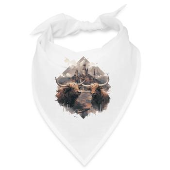 Rustikale Schottische Hochlandkuhlandschaft Und - Bandana - Weiß - Vorne