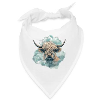 Rustikale Schottische Hochlandkuhlandschaft Und - Bandana - Weiß - Vorne