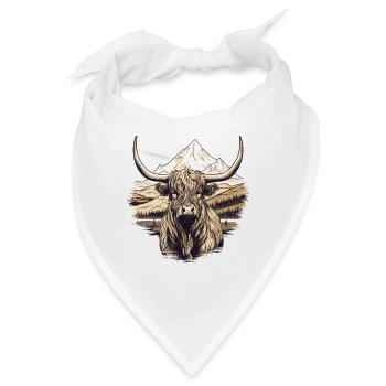 Rustikale Schottische Hochlandkuhlandschaft Und - Bandana - Weiß - Vorne