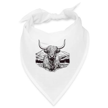 Rustikale Schottische Hochlandkuhlandschaft Und - Bandana - Weiß - Vorne