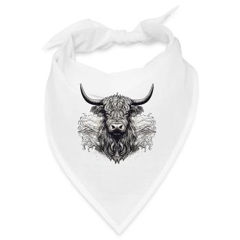 Rustikale Schottische Hochlandkuhlandschaft Und - Bandana - Weiß - Vorne
