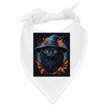 Porträt einer Katze mit Zauberhut - Bandana - Weiß - Vorne
