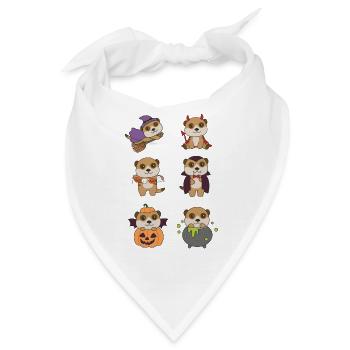 Erdmännchen Halloween Teufel Kürbis Vampier Kostüm - Bandana - Weiß - Vorne