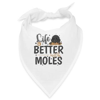 Life is Better with Moles Tier Erdhügel - Bandana - Weiß - Vorne