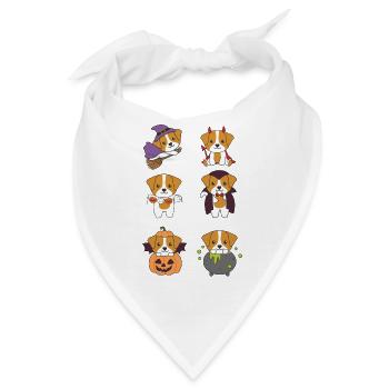 Jack Russell Halloween Teufel Kürbis Vampier - Bandana - Weiß - Vorne