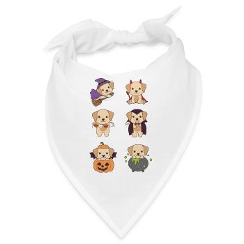 Labrador Halloween Teufel Kürbis Vampier Kostüm - Bandana - Weiß - Vorne