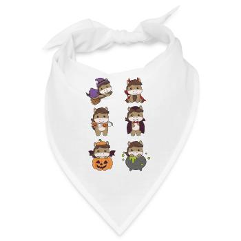 Pferd Halloween Teufel Kürbis Vampier Kostüm - Bandana - Weiß - Vorne