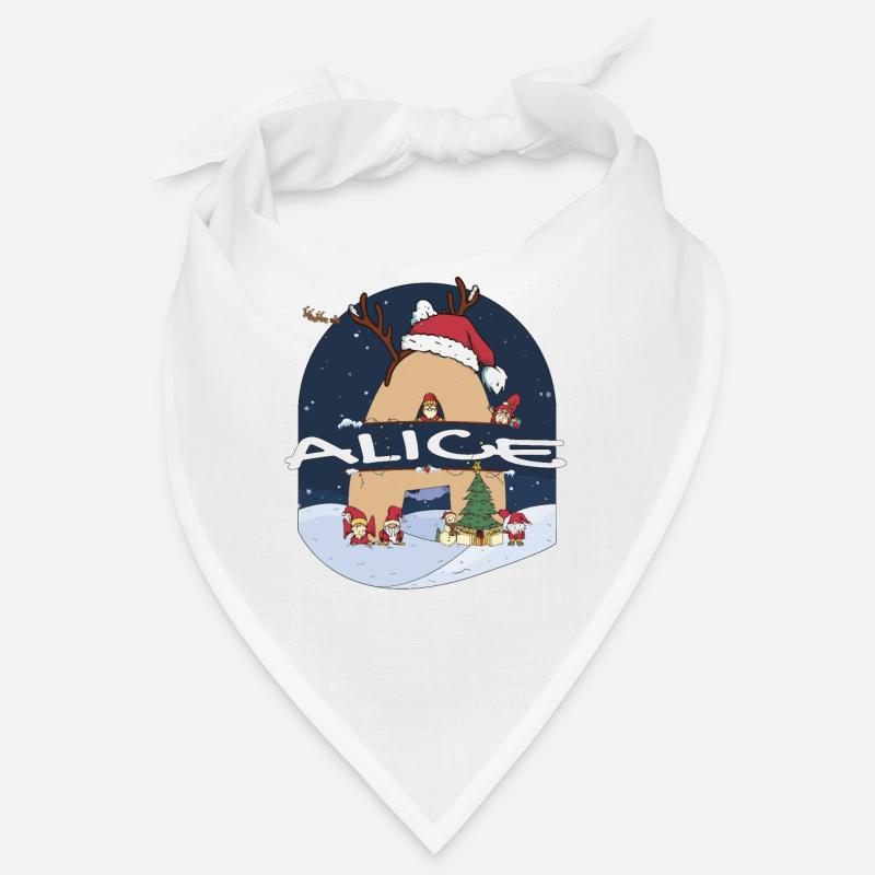 Awesome Alice Name w Santa Hat in Xmas Theme Bandana
