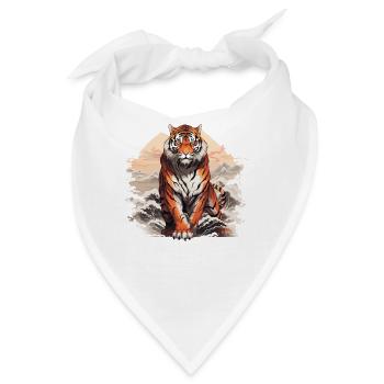 Bengalischer Tiger Japanische Great Wave Kanagawa - Bandana - Weiß - Vorne