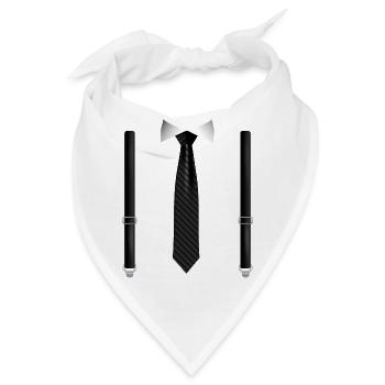 Lustige schwarze Krawatte mit schwarzen Hosenträgern Perfekt - Bandana - Weiß - Vorne