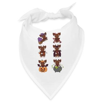 Okapi Halloween Teufel Kürbis Vampier Kostüm - Bandana - Weiß - Vorne