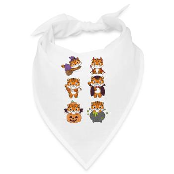 Tiger Halloween Teufel Kürbis Vampier Kostüm - Bandana - Weiß - Vorne