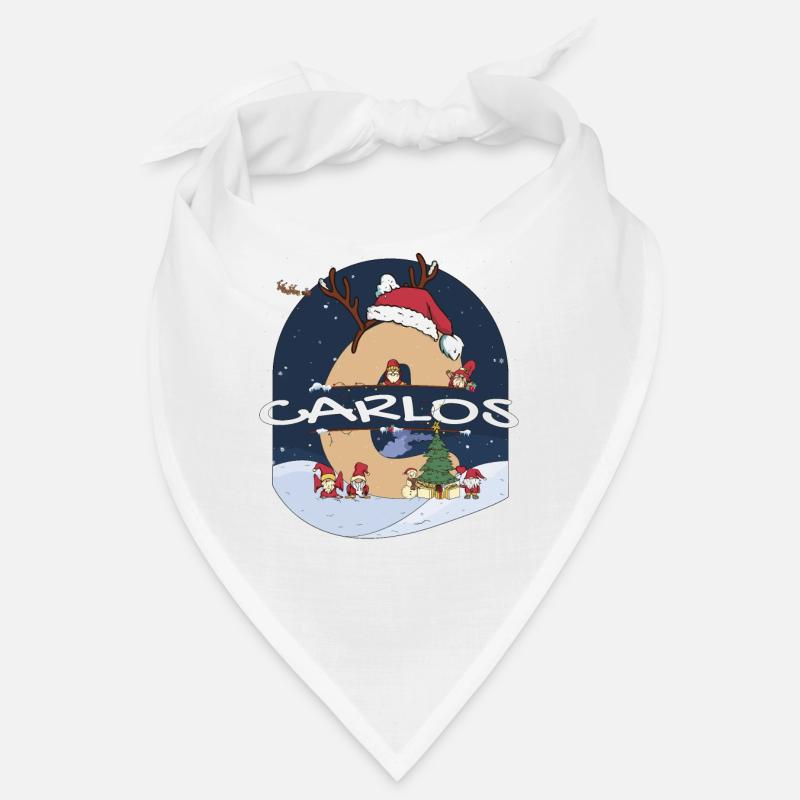 Génial Carlos Nom w Santa Hat dans le thème de Noël Bandana