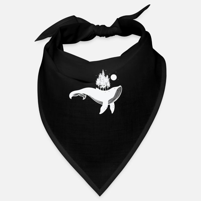 Blue whale with trees and moonlight Bandana