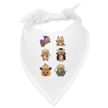 Otter Halloween Teufel Kürbis Vampier Kostüm - Bandana - Weiß - Vorne