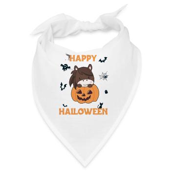 pferd in Kürbis süße Pferde Happy Halloween - Bandana - Weiß - Vorne