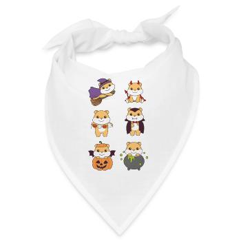 Hamster Halloween Teufel Kürbis Vampier Kostüm - Bandana - Weiß - Vorne
