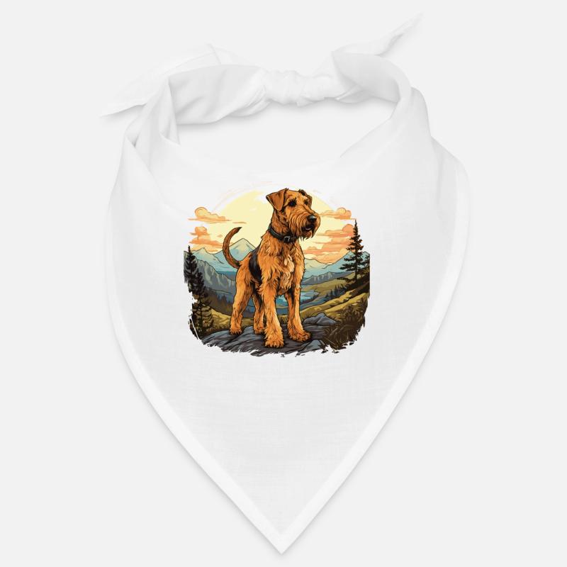 Hund Airedale Terrier - Bandana - Weiß