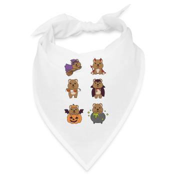 Quokka Halloween Teufel Kürbis Vampier Kostüm - Bandana - Weiß - Vorne