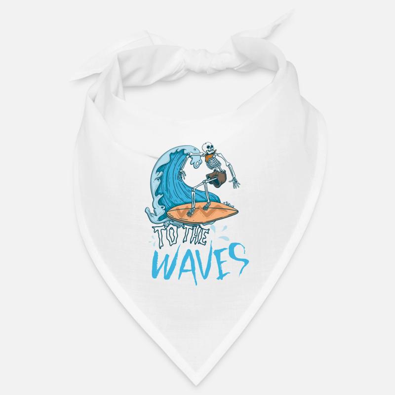 Funny Surfer, The Skeleton Beach Stoke Surf - Bandana - white