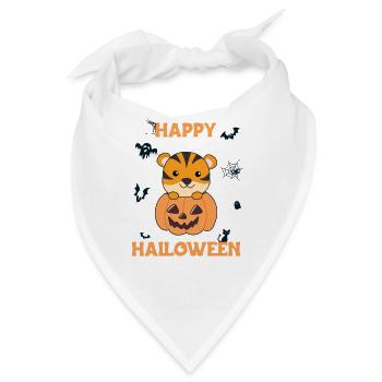 Tiger in Kürbis süße Tiger Happy Halloween - Bandana - Weiß - Vorne