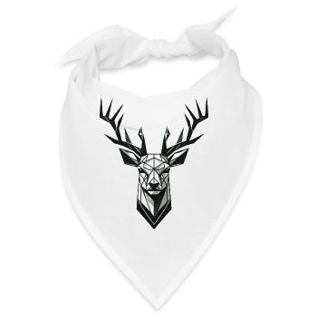 Geometrischer Hirsch mit Geweih - Bandana - Weiß - Vorne