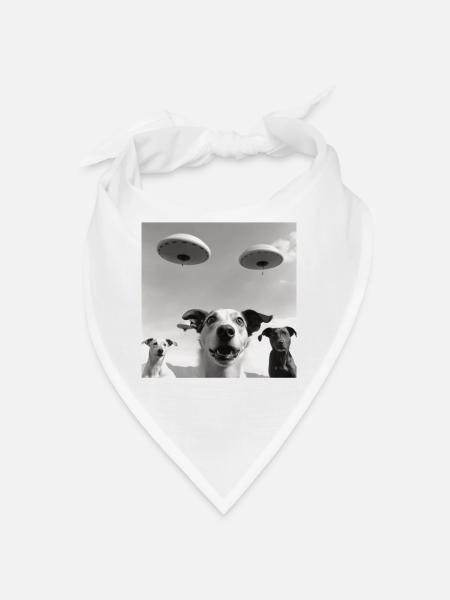 Selfie Chien OVNI Drôle Alien Ovni Amoureux De Chien - Bandana - blanc