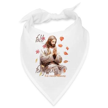 Fall Jesus He Never Leaves: Christian Autumn Vibes - Bandana - Weiß - Vorne