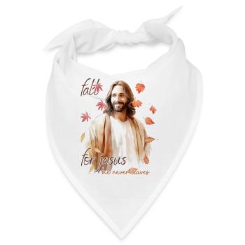 Fall Jesus He Never Leaves: Christian Autumn Vibes - Bandana - Weiß - Vorne