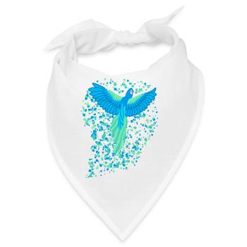 Paradiesvogel, Fantasievogel, Papagei, Flecken - Bandana - Weiß - Vorne
