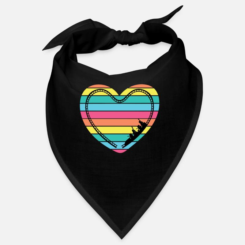 Roller Coaster Heart Rainbow Theme Park Bandana