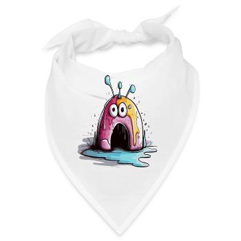 Erschrockene Überraschung des Donut Monsters - Bandana - Weiß - Vorne