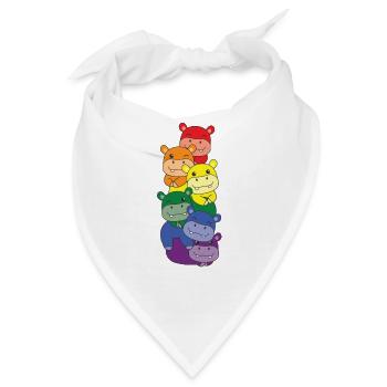 Regenbogen Hippo süße bunte Hippo für Kinder - Bandana - Weiß - Vorne