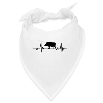 Wildschwein Herzschlag Wildsau EKG Keiler - Bandana - Weiß - Vorne