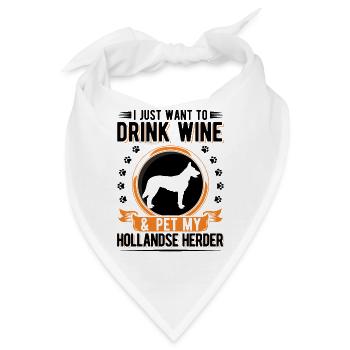 Hollandse Herder und Wein - Bandana - Weiß - Vorne
