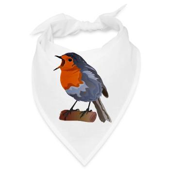 Robin Bird Illustration über Textil - Bandana - Weiß - Vorne