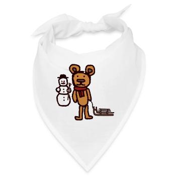 Teddybär Winterurlaub Schnee Schlitten Schneemann - Bandana - Weiß - Vorne