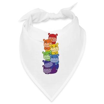 Regenbogen Hippo süße bunte Hippo für Kinder - Bandana - Weiß - Vorne
