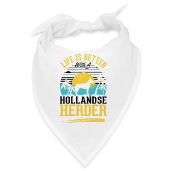 Das Leben ist ist mit einem Hollandse Herder - Bandana - Weiß - Vorne