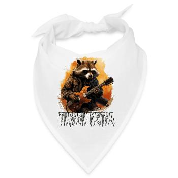 Lustiger Thrash Metal Waschbär - Bandana - Weiß - Vorne