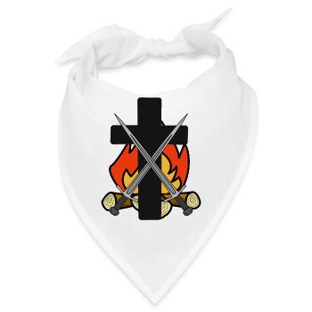 Kreuz Mittelalter Schwerter Feuer Flammen Fantasy - Bandana - Weiß - Vorne