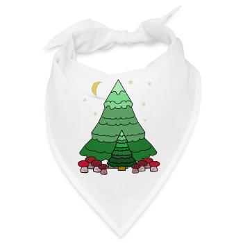 Nacht Sternenhimmel Wald Nadelbaum Tannen Natur - Bandana - Weiß - Vorne