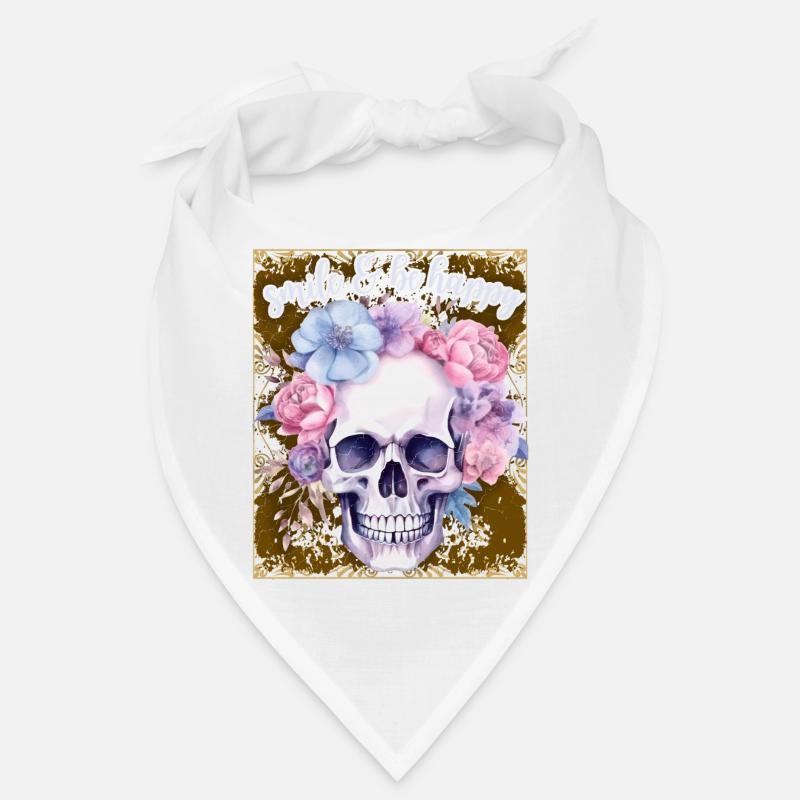 Crâne avec des fleurs, dicton de motivation Bandana