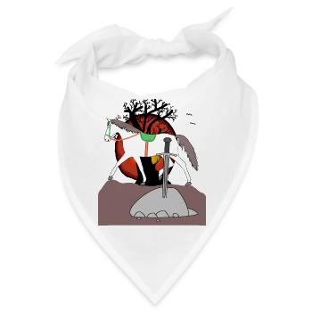 Märchen Helden Fabel Stein Schwert Krieger Ritter - Bandana - Weiß - Vorne