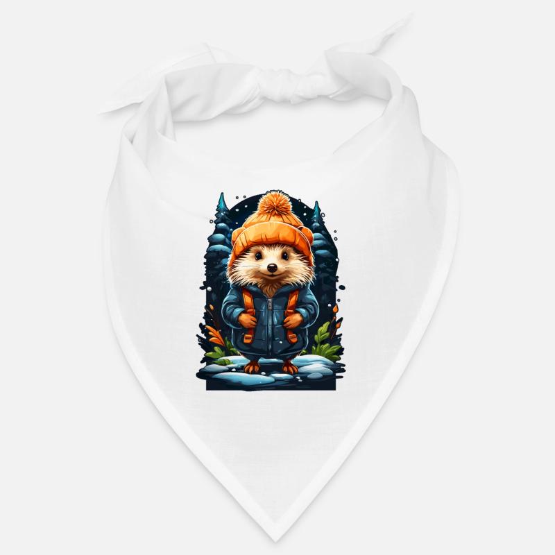 Hedgehog with Winter Hat Happy Hedgehog Bandana