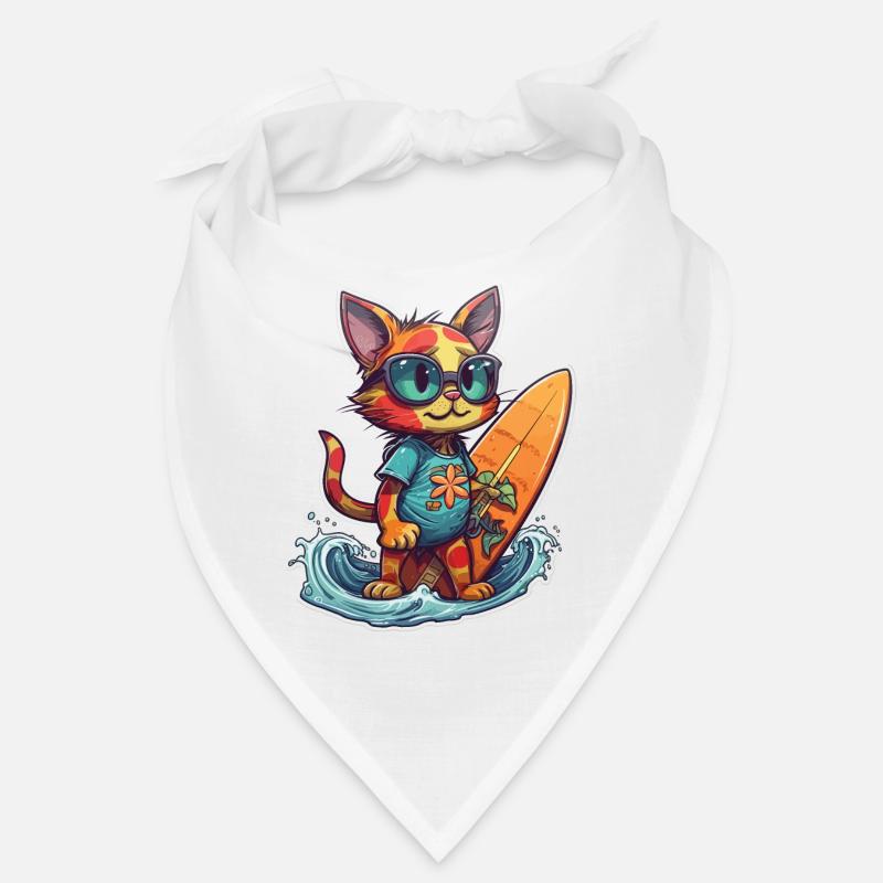 Cat Surfing Beach Surfer Cat Bandana
