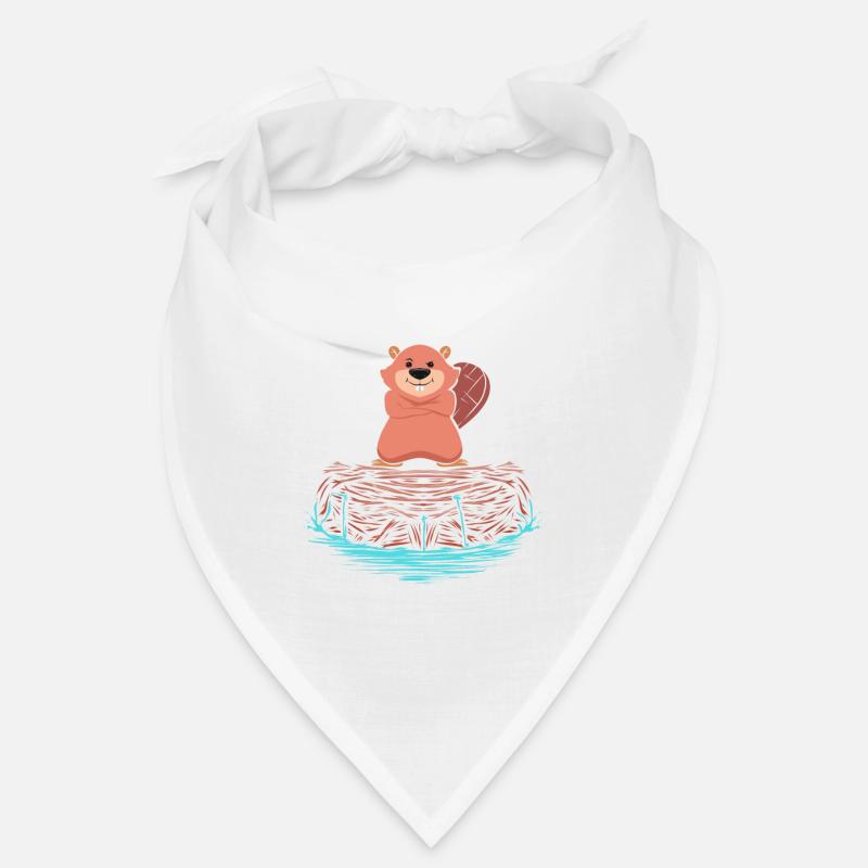 Cooler Biber auf Biberdamm aus Holz Geschenk Bandana